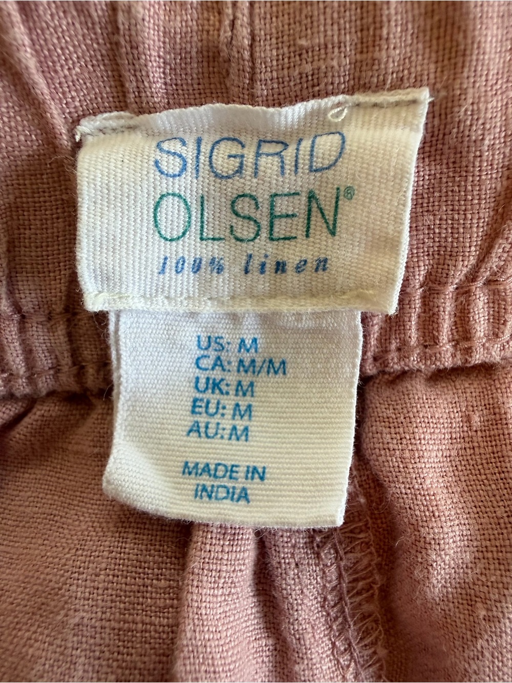 SIGRID Olsen Wide Leg Linen Pants mauve size M - Picture 2 of 9